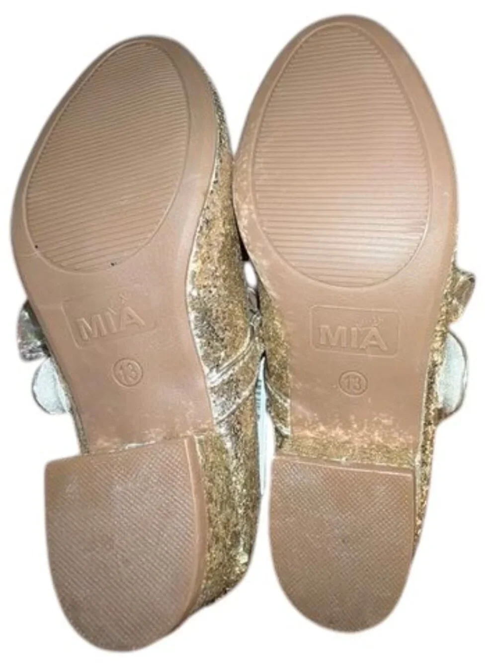 NEW Mia Kids Glitter Sparkle Bow Slip On Mary Jane Low High Heels Fancy Shoes 13